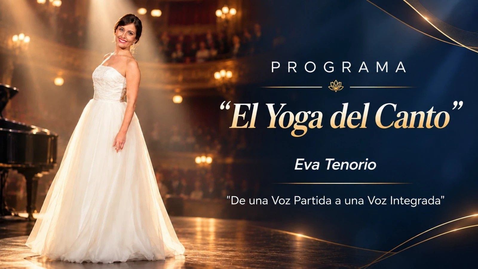 Eva Tenorio en el escenario. Programa El Yoga del Canto