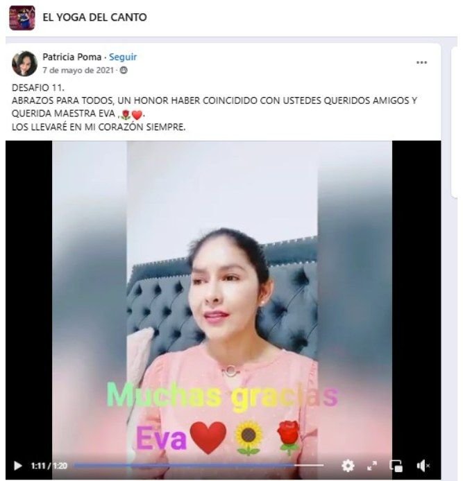 Comentario de Patricia Poma agradeciendo a Eva Tenorio